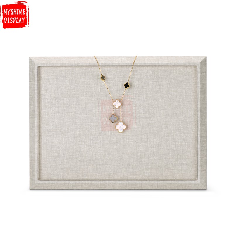 Beige PU leather flat jewelry display tray