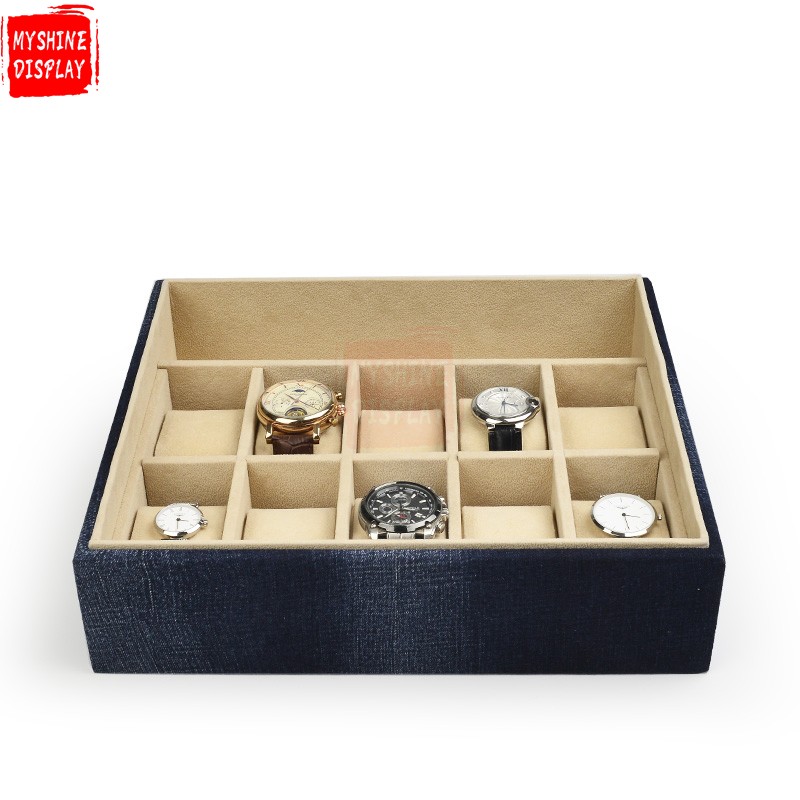 10 slots Hot Sale Customized Simple Luxury Jewellery Tray Glasses Watch Jewelry Display Trays